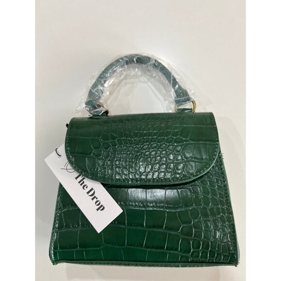 Diana Top Handle Cross Body Bag with Strap, Green Crocodile - Picture 3 of 3
